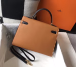 Hermes Bi-color Kelly 32cm Epsom Bag Gold/Black GHW - Image 6