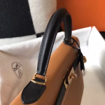 Hermes Bi-color Kelly 32cm Epsom Bag Gold/Black GHW - Image 7