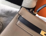Hermes Bi-color Kelly 32cm Epsom Bag Taupe/Black GHW - Image 4