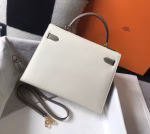 Hermes Bi-color Kelly 32cm Epsom Bag White/Taupe GHW - Image 5