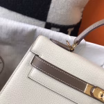 Hermes Bi-color Kelly 32cm Epsom Bag White/Taupe GHW - Image 7