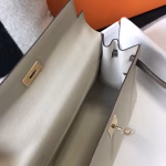 Hermes Bi-color Kelly 32cm Epsom Bag White/Taupe GHW - Image 8