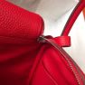 Hermes Lindy 26cm Bag In Red Clemence With PHW - Image 6