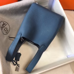 Hermes Picotin Lock 18 Bag In Blue Agate Clemence Leather - Image 4
