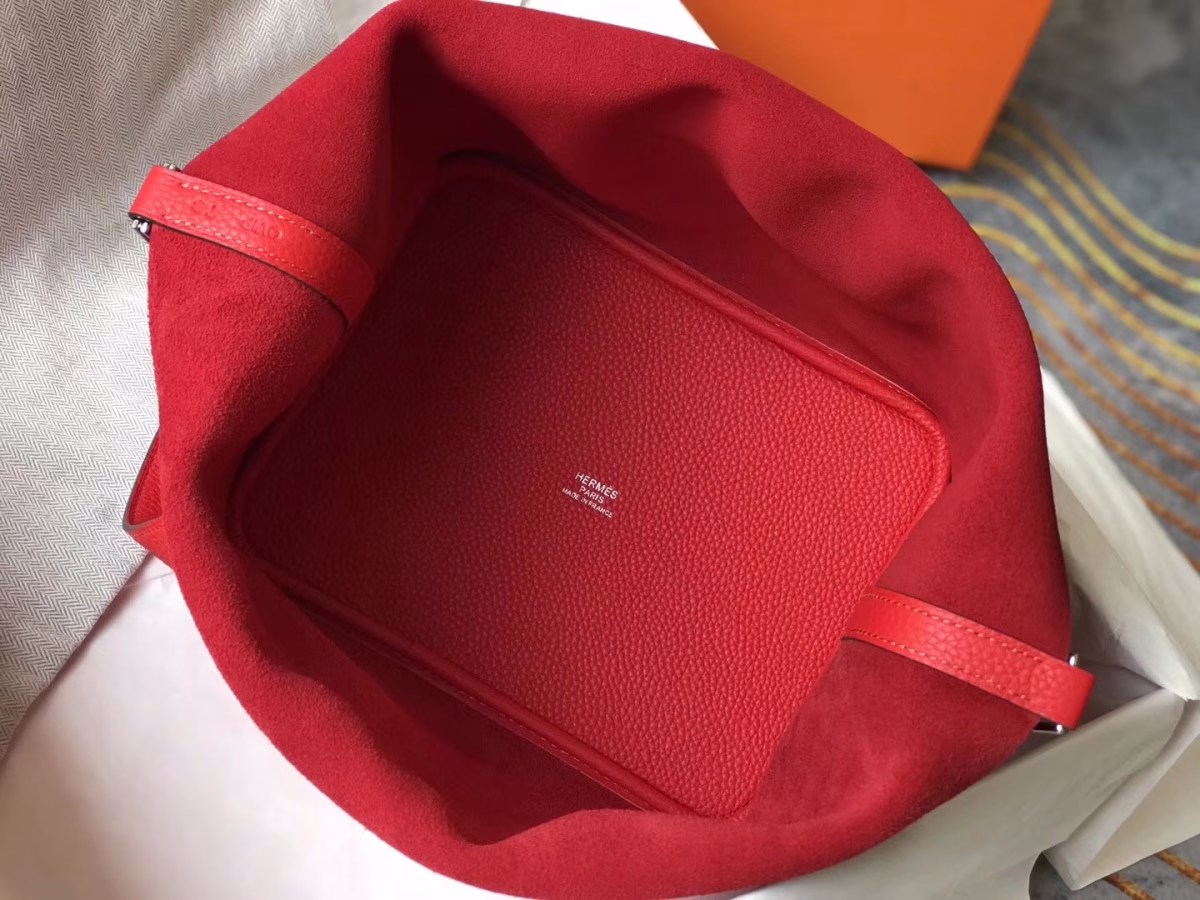 Hermes Picotin Lock 18 Bag In Red Clemence Leather - Image 7