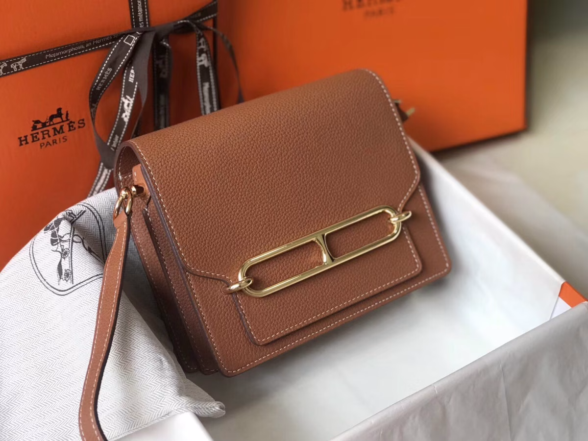 Hermes Sac Roulis Mini Bag In Gold Evercolor Calfskin - Image 7