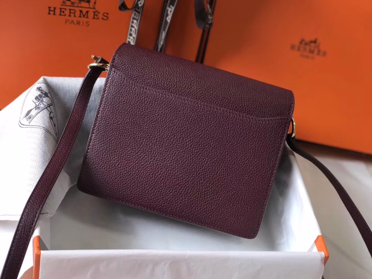 Hermes Sac Roulis Mini Bag In Burgundy Evercolor Calfskin - Image 2