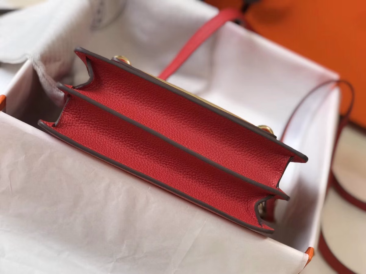 Hermes Sac Roulis Mini Bag In Red Evercolor Calfskin - Image 5