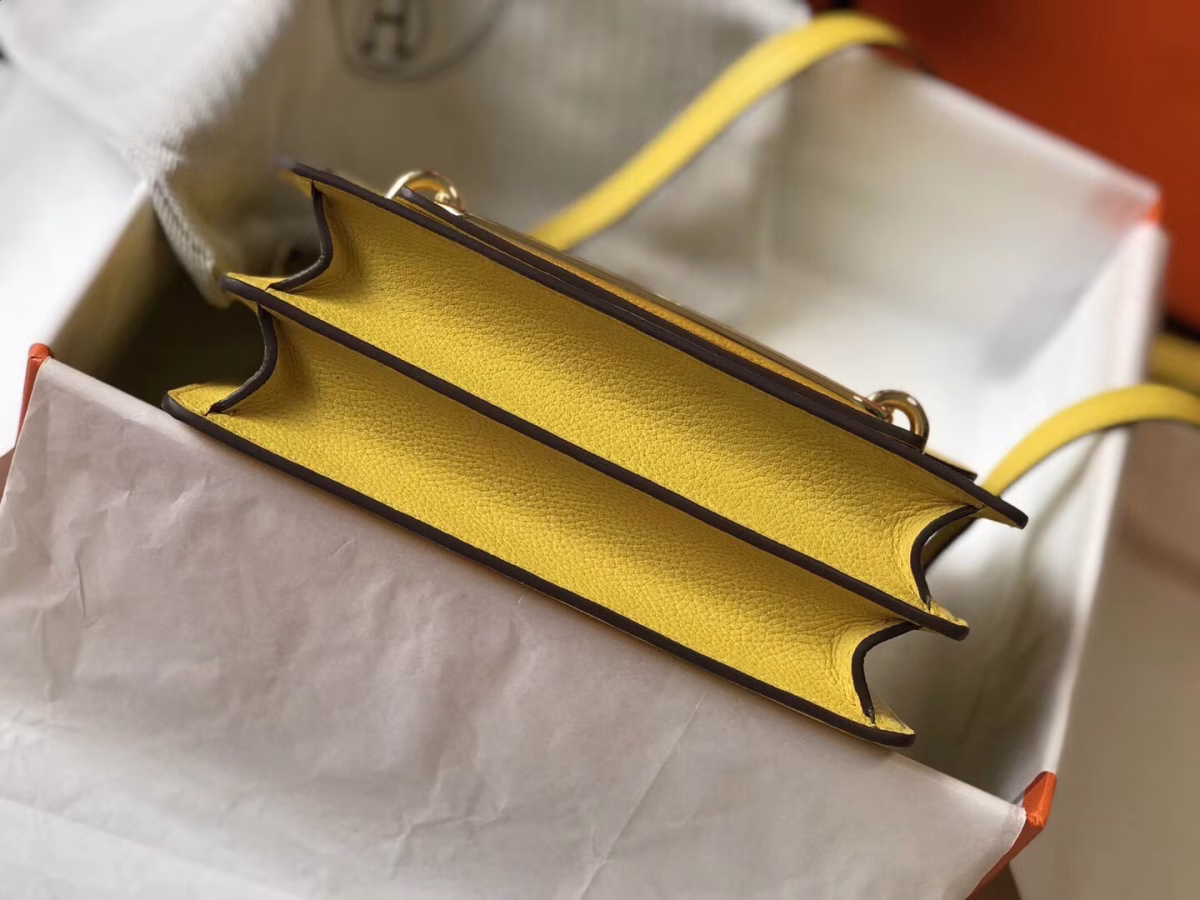 Hermes Sac Roulis Mini Bag In Yellow Evercolor Calfskin - Image 8