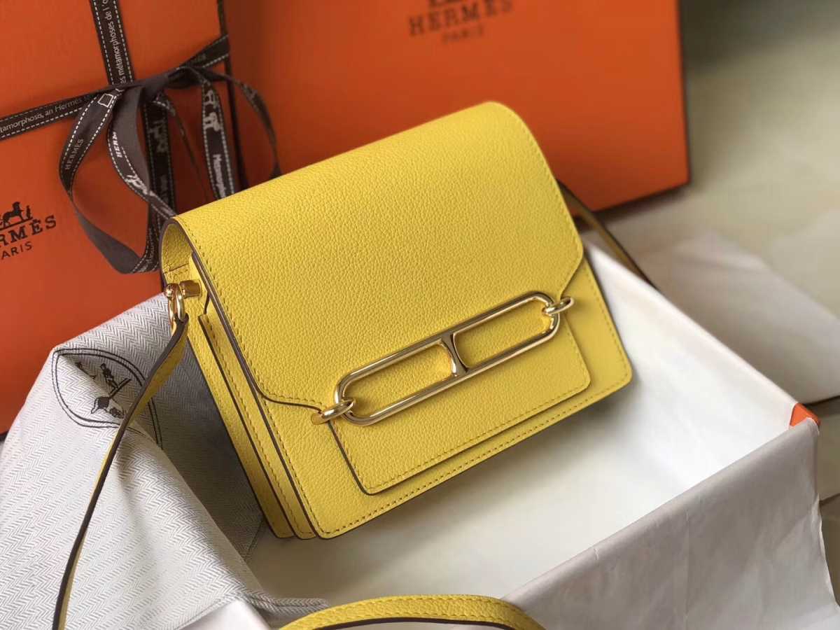 Hermes Sac Roulis Mini Bag In Yellow Evercolor Calfskin - Image 6