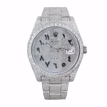 Rolex Datejust 116300 White Gold Diamond Arabic Dial Iced Out Replica - Image 3