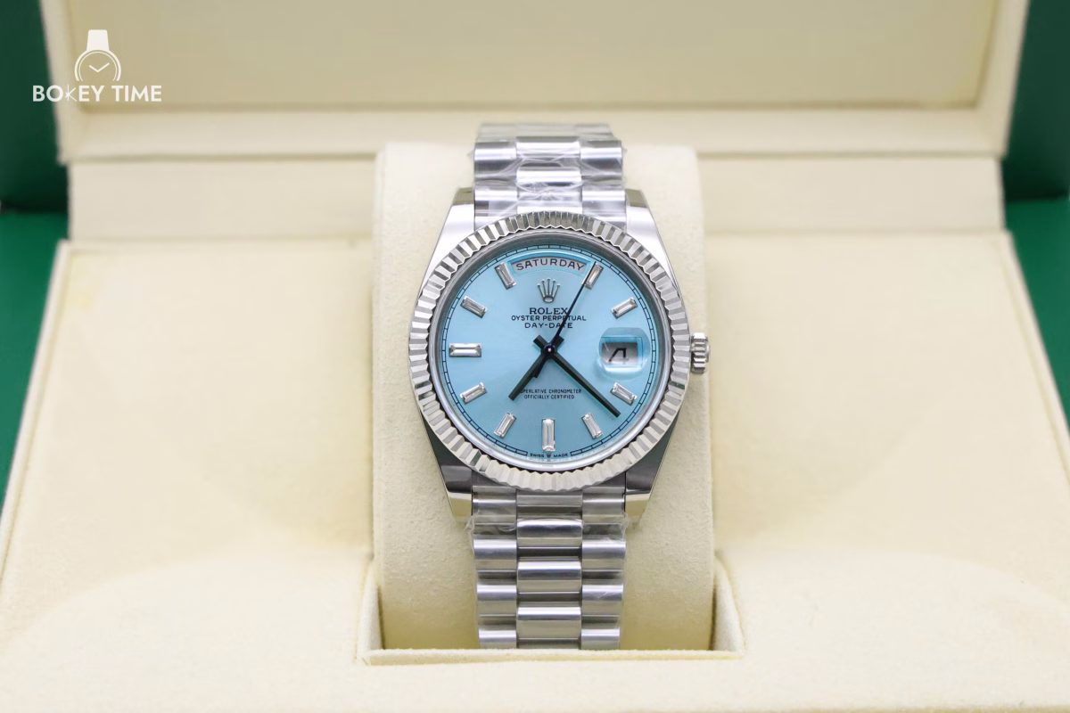 Rolex Day Date Ice Blue Grooved Replica - Image 2