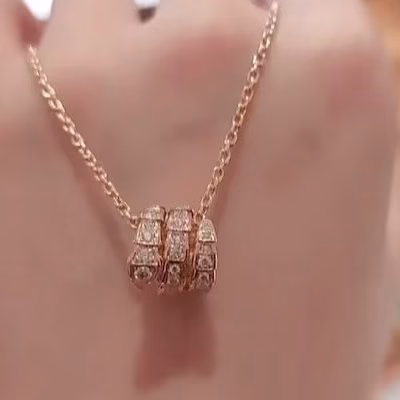 0aab09f1 Serpenti Viper Full Diamond·Rose Gold Necklace - Image 1