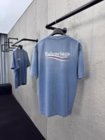 Balenciaga Washed Cola Wave Letter Printed Short-Sleeve T-Shirt - Image 7