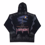 Balenciaga Eiffel Tower Paris Night Distressed, Dirty, Ripped, Washed Hooded Zip-Up Jacket Sweatshirt
