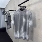 Balenciaga Paint Splatter Embroidered Letter Short-Sleeve T-Shirt