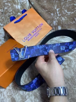 LV Men's Blue Leather Belt - Image 5