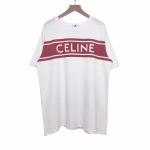 Celine Classic Short-Sleeve T-Shirt with Red Striped Logo