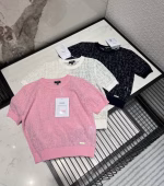 Chanel 2022 Spring/Summer New Arrival Logo Embroidered Jacquard Mesh Short-Sleeve Top - Image 7