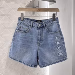 Chanel 2025 New Arrival High-Waisted Washed Denim Shorts