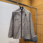 DIOR Checkered Stand-Collar Embroidered Long-Sleeve Coat