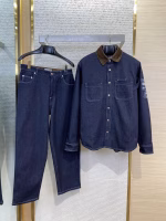 DIOR Logo Embroidered Corduroy Collar Denim Set - Image 2