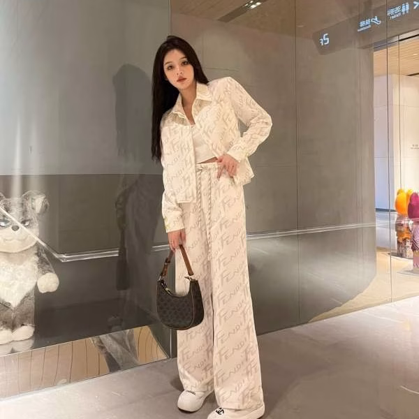 1 Fendi 2022 summer new style classic logo wide-leg pants - Image 1