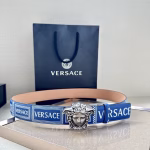 VERSACE 3.8cm Blue Double-Sided Belt
