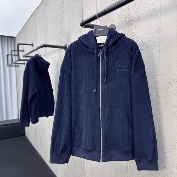 1 FENDI Embroidered Corduroy Jacket - Image 1