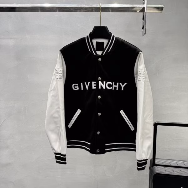 1 Givenchy Classic Patchwork Baseball Jacket with Leather Sleeves - Image 1