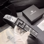 VERSACE 4.0cm Saffiano Leather Belt - Image 7