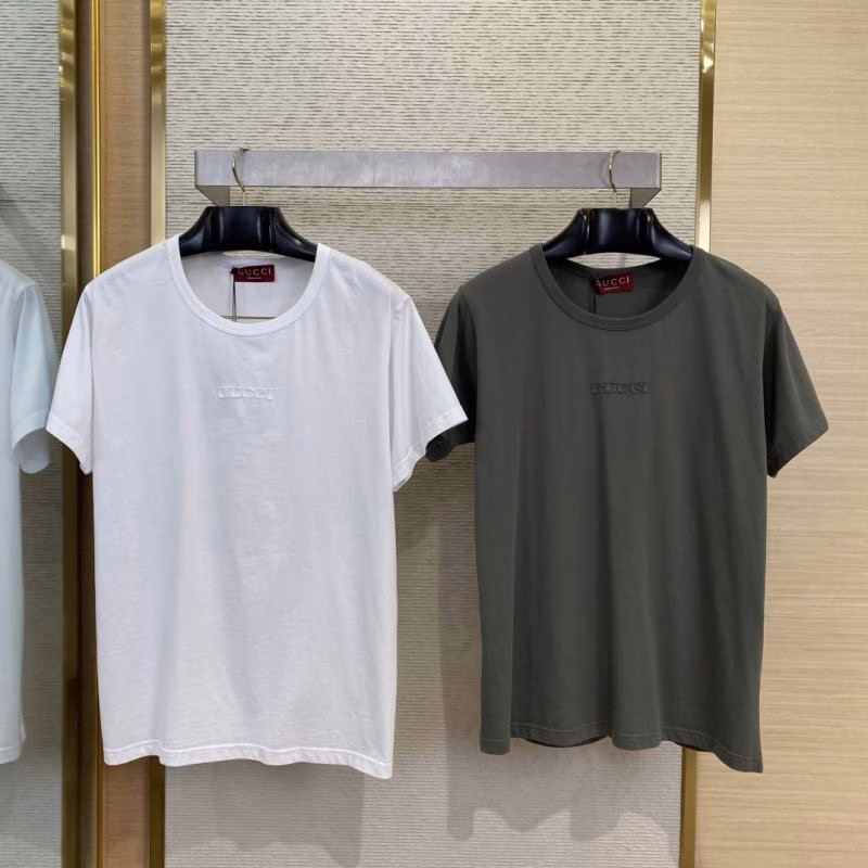 1 GUCCI Embroidered Logo Crew Neck Short-Sleeve T-Shirt - Image 1