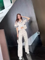 Gucci Turn-Down Collar Large GG Short-Sleeve Top and Trousers Set - Image 2