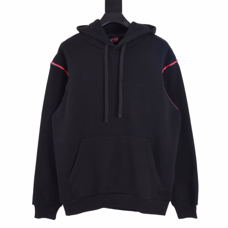 1 GUCCI Black Web Hoodie - Image 1