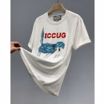 Gucci Tiger Head Co-branded Cartoon Print Unisex Trendy Pure Cotton Couple Short-sleeves