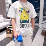 Gucci cartoon smiling face pear character letter print trendy pure cotton crewneck T-shirt - Image 7