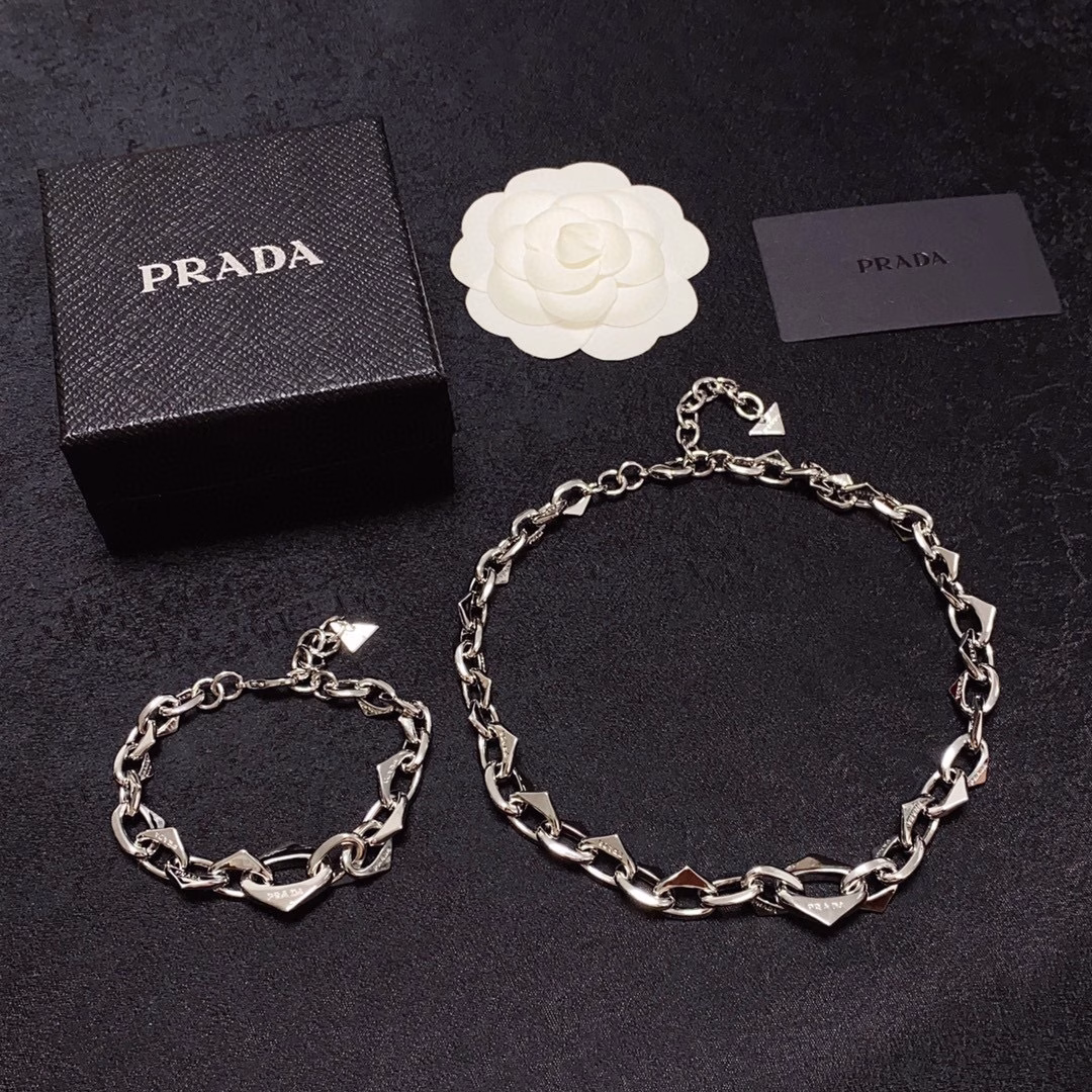 1 (3) PRADA Triangle High-Version Fashion Chunky Bracelet - Image 1