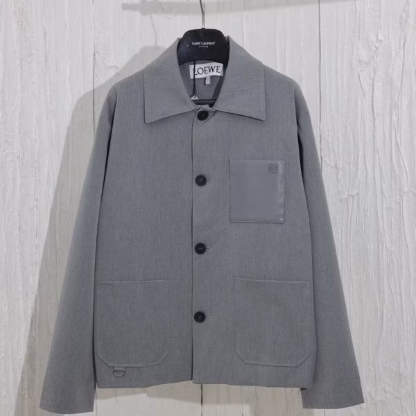 1 LOEWE 2024 New Three-Pocket Wool Utility Lapel Jacket Coat - Image 1