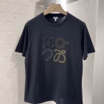Loewe 2025 New Embroidered Beaded Gold Powder T-Shirt