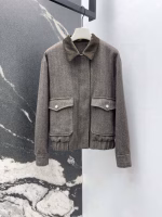 LOEWE 2025 Early Spring New Gray Series Premium Herringbone Casual Jacket Coat - Image 7