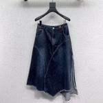 Louis Vuitton High-Waisted Split Frayed Denim Skirt