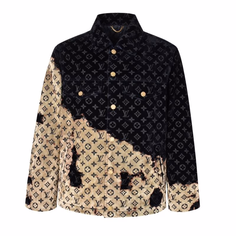 1 LV 2024 Bonfire Flocked Denim Puffer Jacket - Image 1