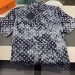 LV Popular Sottfrunk Collection Jacquard Denim Short-Sleeve Shirt