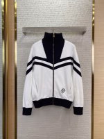 LV Embroidered Zip Knitted Sweater Coat - Image 6