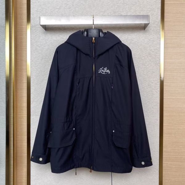 1 LV Hooded Trench Coat Black Jacket - Image 1