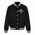 LV Louis Vuitton 2024 Crystal Embellished Suede Baseball Jacket