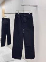 Louis Vuitton 2025 New Style Straight Jeans with Dark Pattern Flocking Jacquard (Black) - Image 5