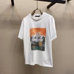 LV Louis Vuitton 2025 New Printed and Rhinestone-Embellished Short-Sleeve T-Shirt