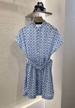 LV Louis Vuitton 2025 New Printed Belt Wide-Sleeve Dress - Image 6