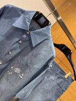 LV Louis Vuitton Sailing Boat Embroidery Port Theme Blue Men's Short-Sleeve Shirt and Shorts Set - Image 7